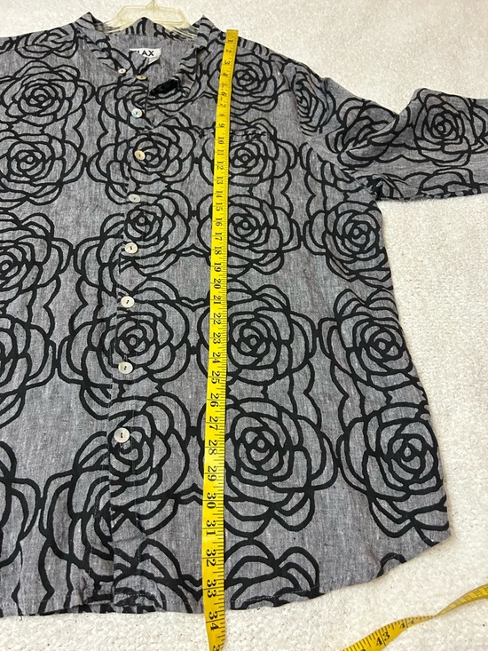 FLAX 100% Linen Tunic 1G (1X) Floral Printed Button Up Shirt Spring Lagenlook - Picture 5 of 6